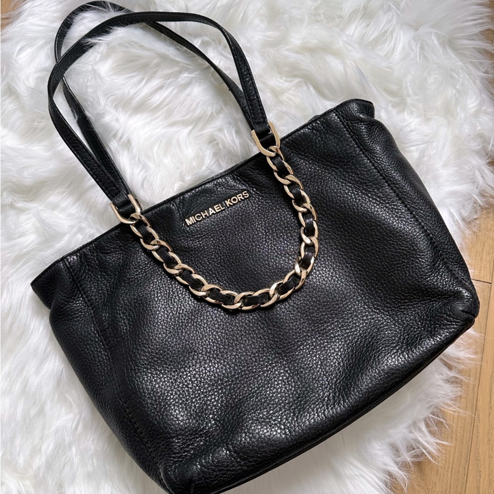 Michael Kors Pebbled Leather Gold Chain Shoulder Bag